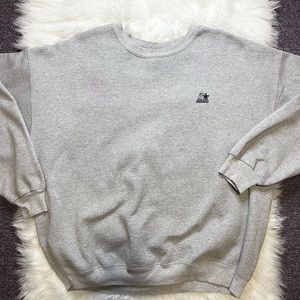 Vintage starter grey crewneck mens women’s black simple neutral athleisure